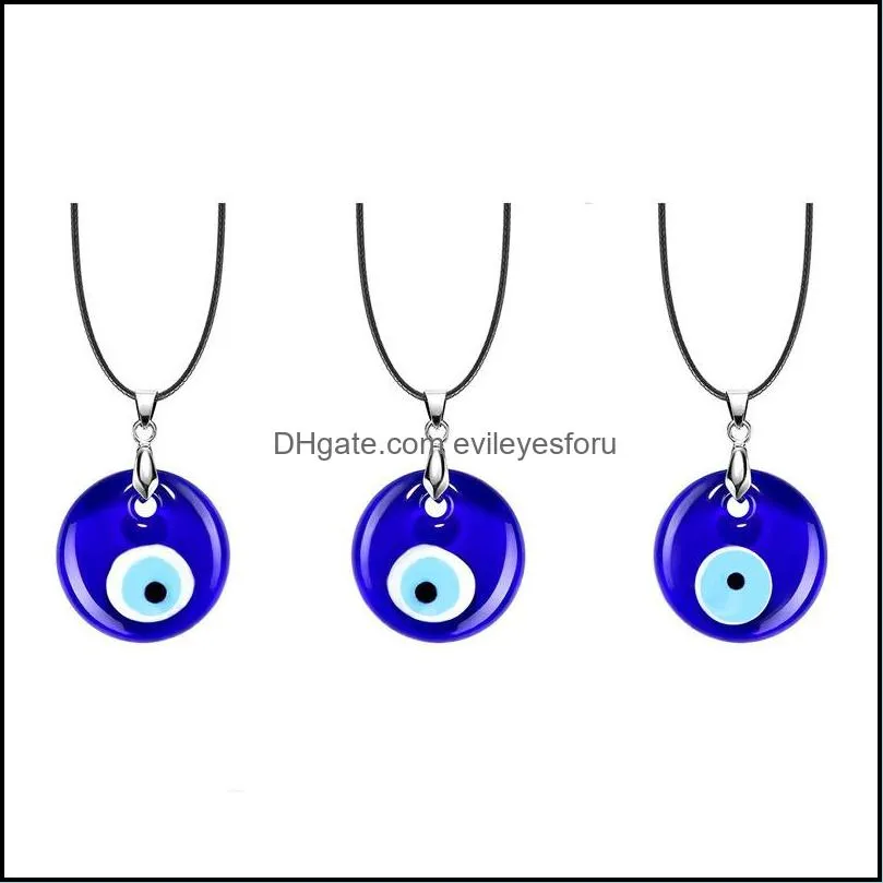 evil blue eye pendant necklace for women black wax cord chain necklaces men choker jewelry lucky amulet female party gift c3