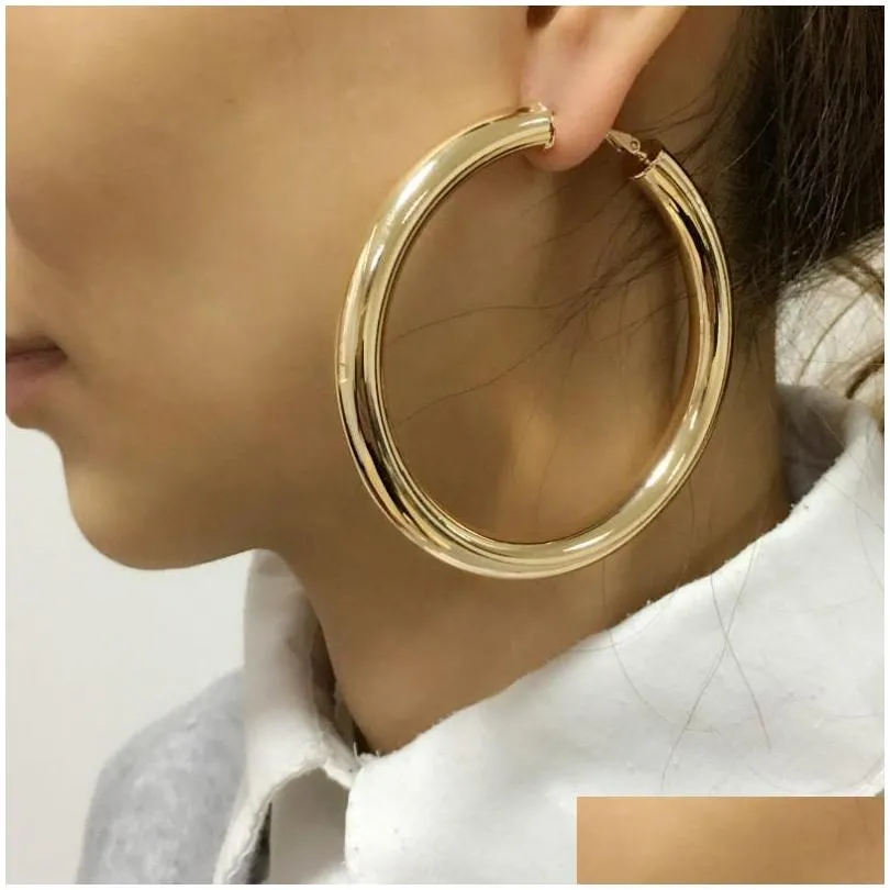 punk fashion 70mm diameter wide hoop earrings for women statement earring jewelry accessories 448 d3