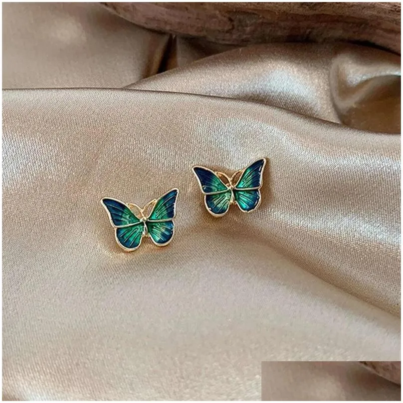 charm earrings 53665 dark green butterfly earrings c3