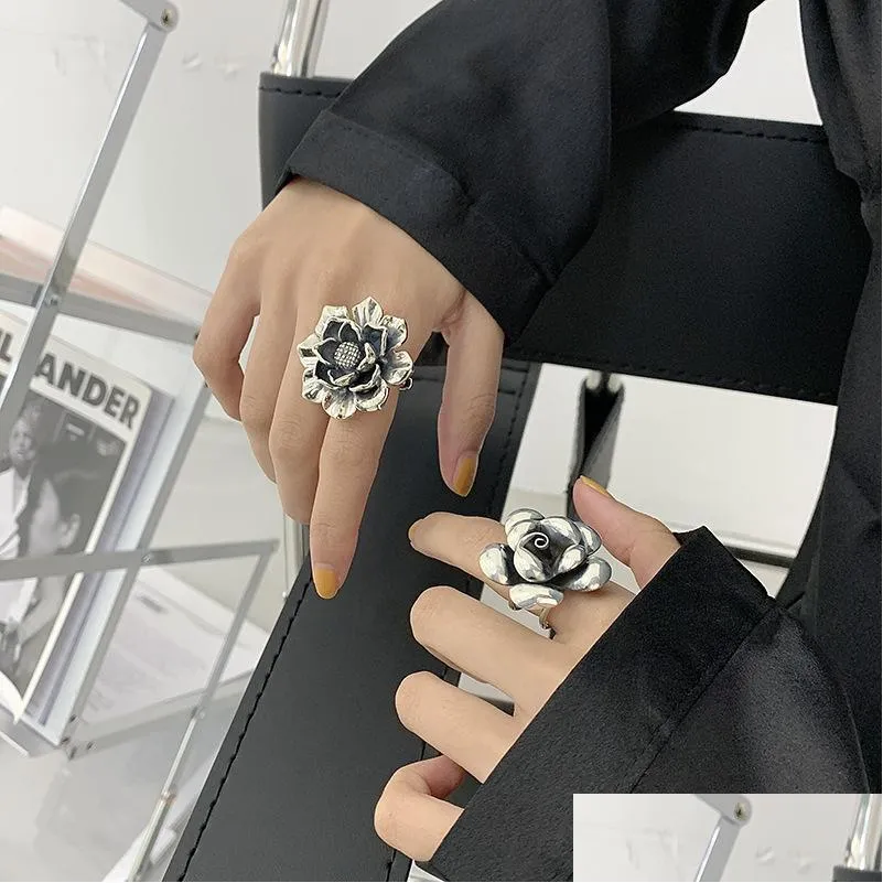 engagement wedding rings fashion creative exaggeration flower vintage punk party ring jewelry gifts for women 182 d3