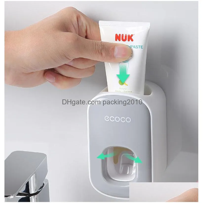 toothbrush holders ecoco automatic toothpaste machine sticker wall bathroom accessories waterproof squeeze bracket inventory wholesale