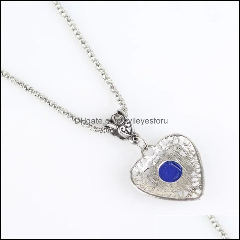 fashion jewelry hollow out heart evil eye necklace blue eyes pendant necklaces 3762 q2