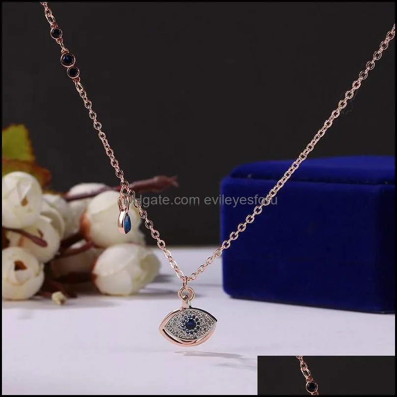 evil eye pendant necklaces for women blue eye crystal pendants rose gold chain necklace fashion jewelry