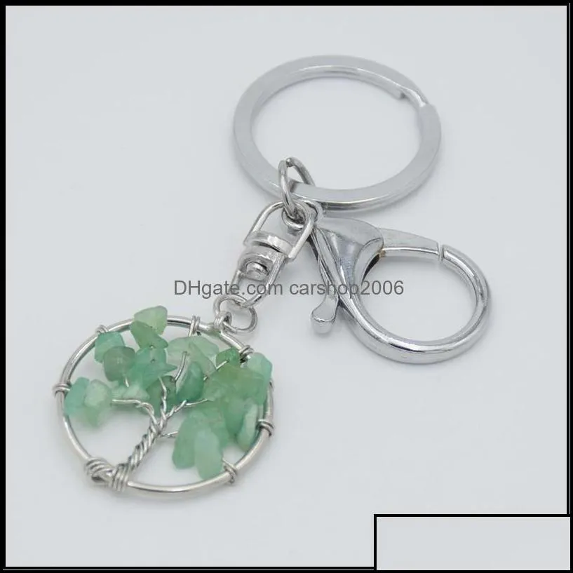 key rings natural crystal stone ring tree of life pendant handmade keychains holder for women girl car bags access carshop2006 dhgvy