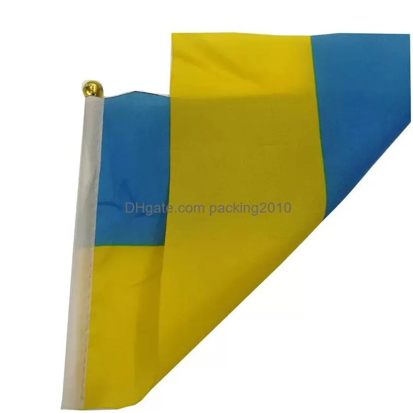 20x28cm ukraine flag with white pole handhold mini ukrainian flags inventory wholesale