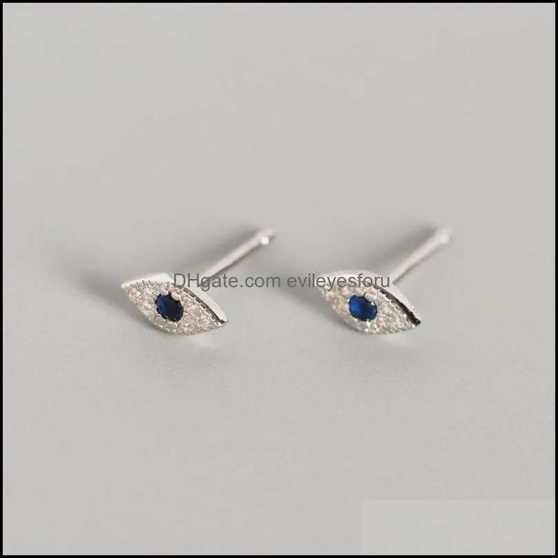 925 sterling silver zircon blue evil eye stud earrings women classic temperament wedding jewelry accessories 2791 q2