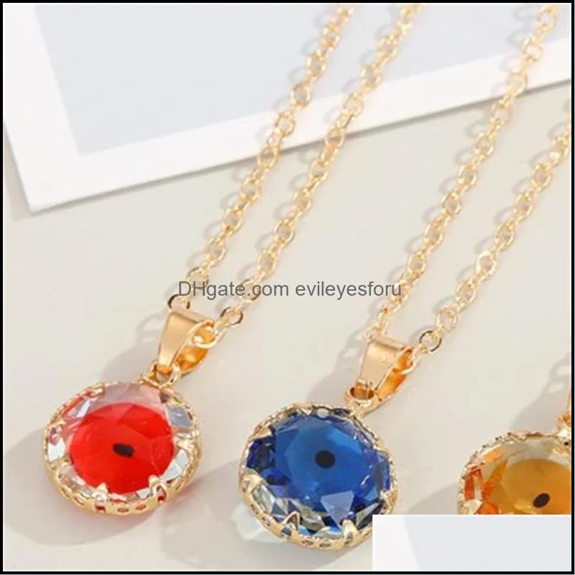 s2288 fashion jewelry crystal glass evil pendant necklace candy color blue eyes necklaces c3