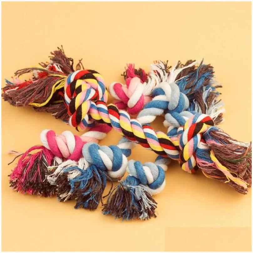 pets dogs cotton chews knot toys colorful durable braided bone rope 18cm funny dog cat toy m2