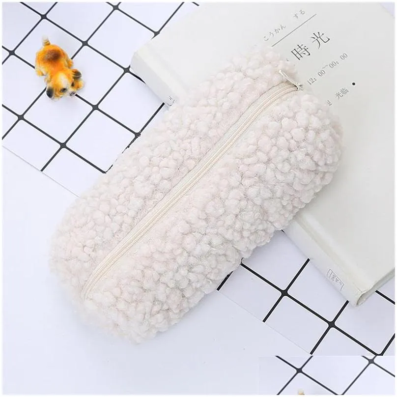 20pc lamb cashmere pencil case student stationery cute bag high capacity pouch novelty cases back to school bags 1265 d3