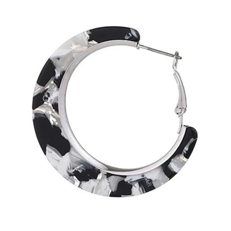 fashion big circle plated silver acrylic hoop earrings for women girls geometric colorful resin drop earring jewelry 447 d3