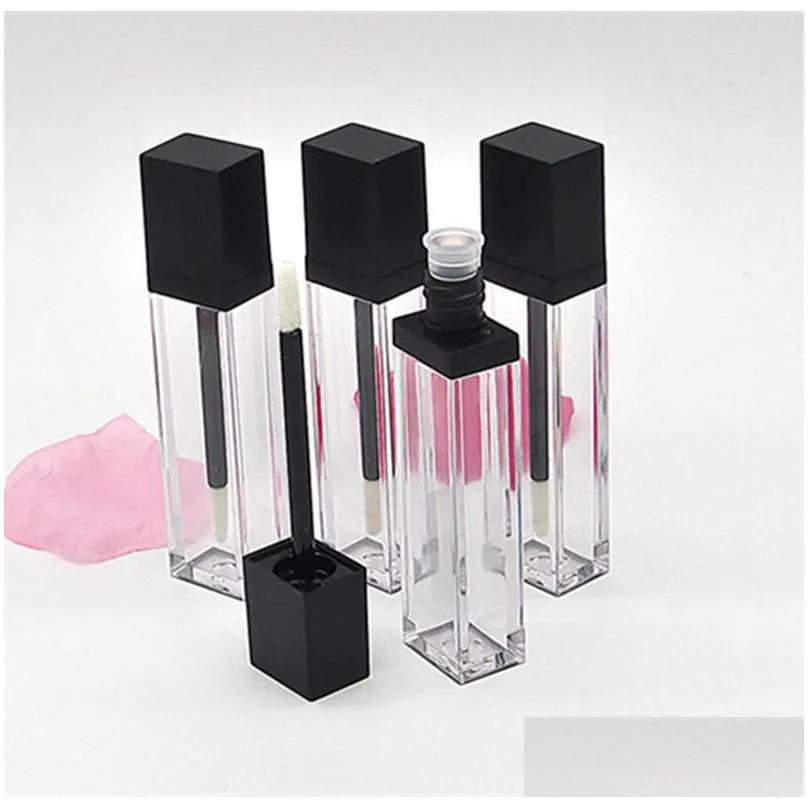 7ml clear square plastic lip gloss tubes empty lipgloss sample container cosmetic lip glaze packaging bottle 373 n2