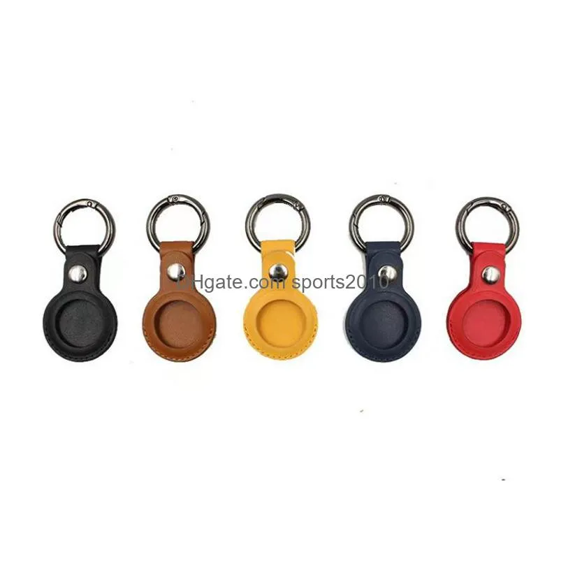 favor leather keychain case protective cover bumper case tracking accessories scratch resistant air tag key ring holder inventory