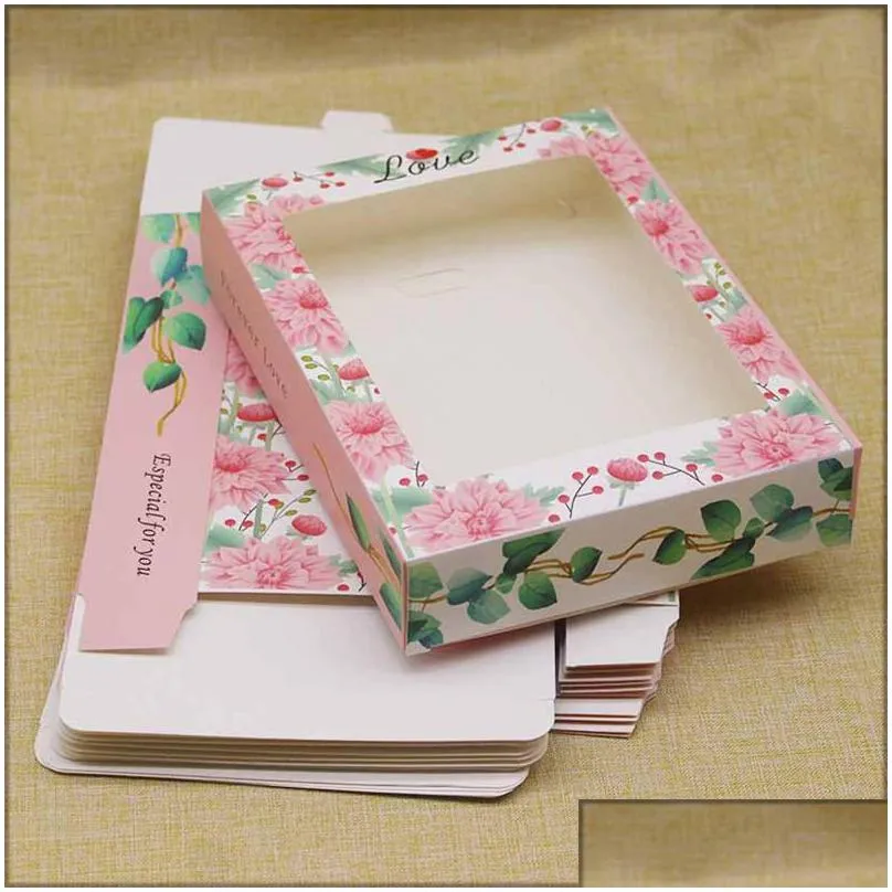 package box with window diy handmade gifts box with window marbling flower pattern kraft candy boxes 186 n2