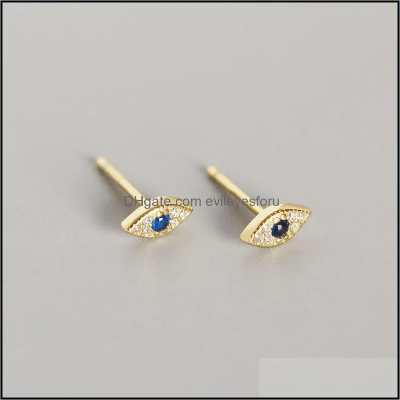 925 sterling silver zircon blue evil eye stud earrings women classic temperament wedding jewelry accessories 2791 q2