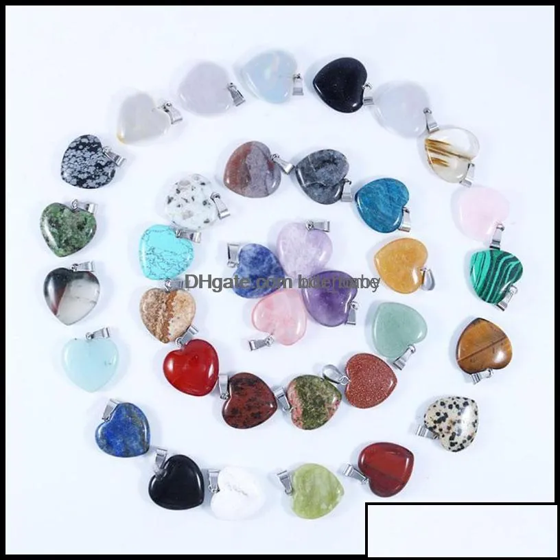 pendant necklaces pendants jewelry colorf natural stone crystal heart shape for women men lover fashio dhmsj