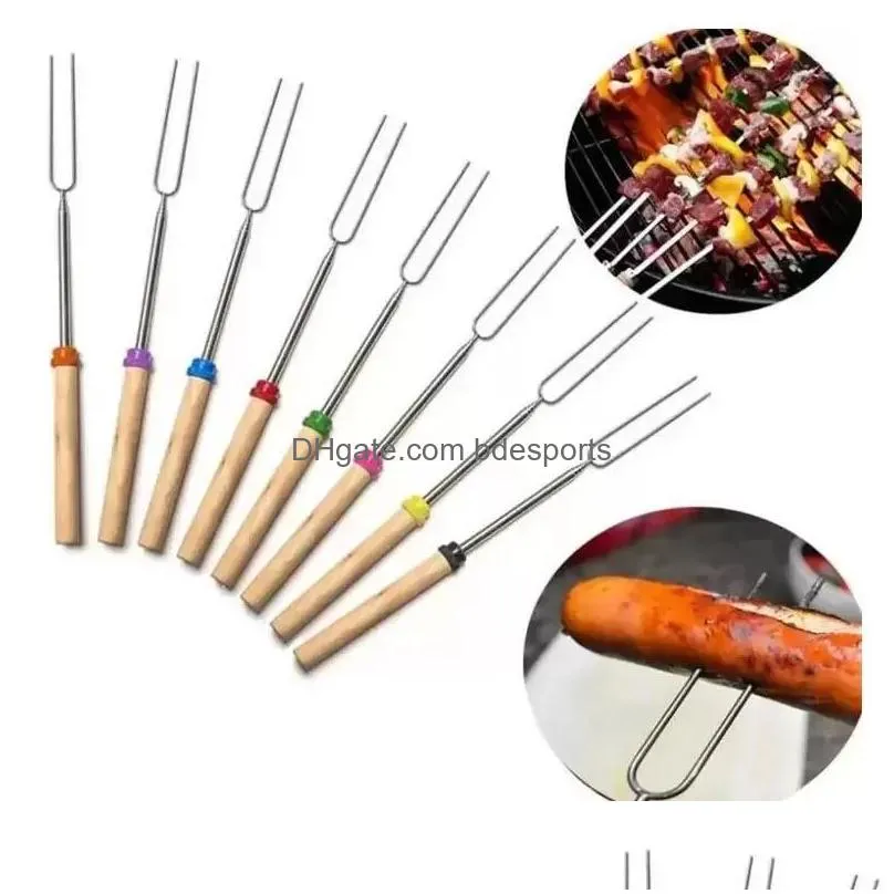 stainless steel barbecue kitchen tools accessories roasting sticks extending roaster telescoping cooking baking inventory wholesale