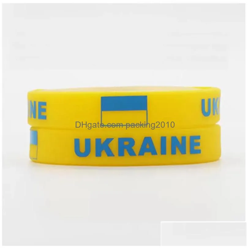 2022 support ukraine wristbands party favor silicone rubber bangles bracelets ukrainian flags i stand with ukrainian yellow blue sports elastic wrist