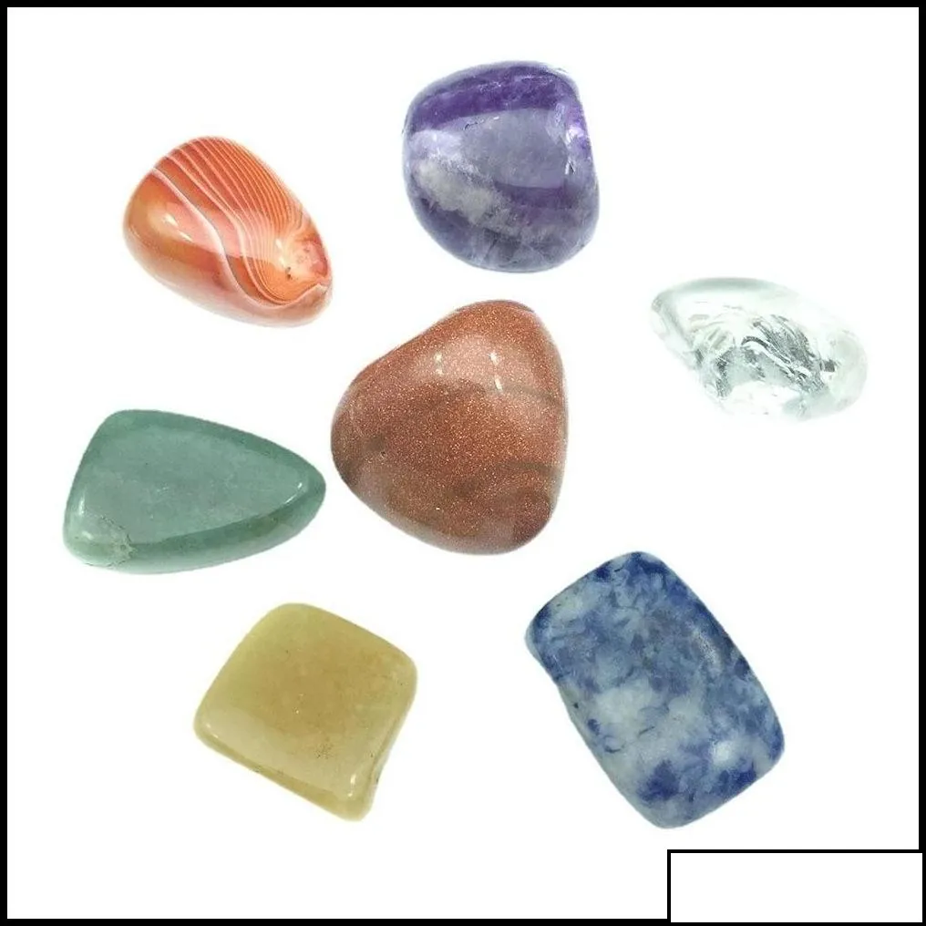 stone irregar seven chakra energy stone combination set natural healing crystal gemstone ornaments decoration gifts bag for children