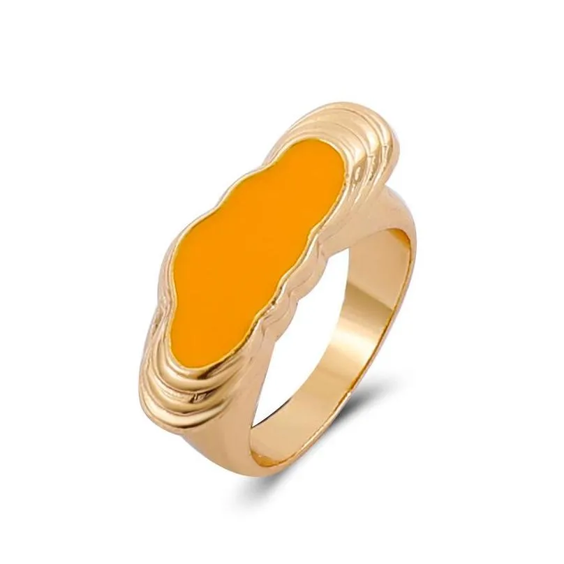 colorful love heart wedding rings for women sweet sunflower drip oil enamel metal gold finger ring couple jewelry 172 d3