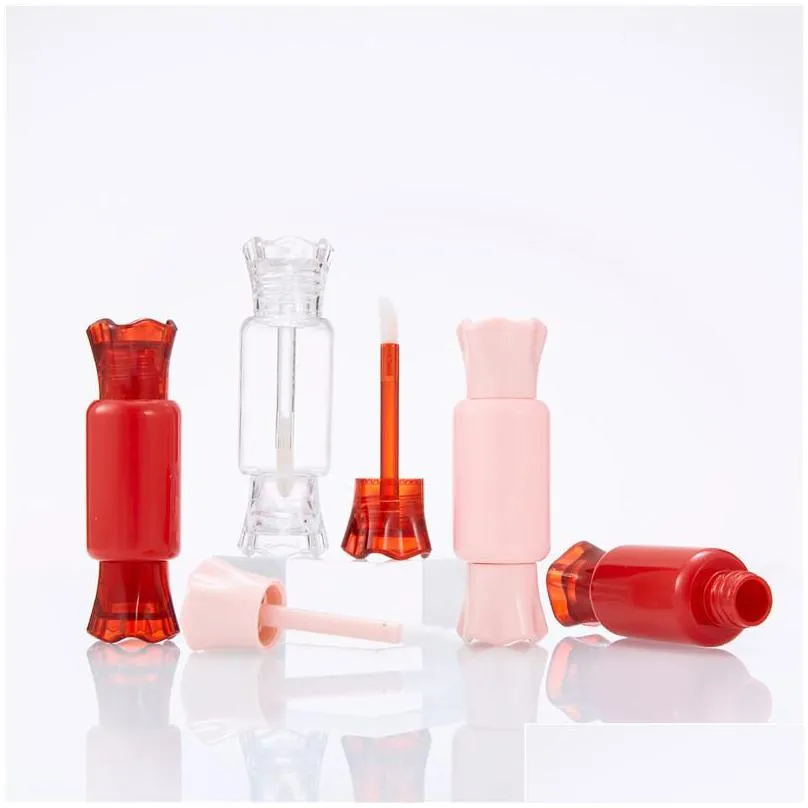 8ml candy shape lip gloss red pink lipstick lip balm refillable bottle lip oil wand tube mascara containers 192 n2