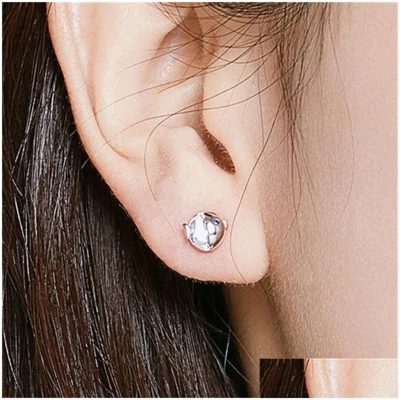  arrival cute tiny fish charm earring stud 925 sterling silver women gift cz earring jewelry rhodium plated c3