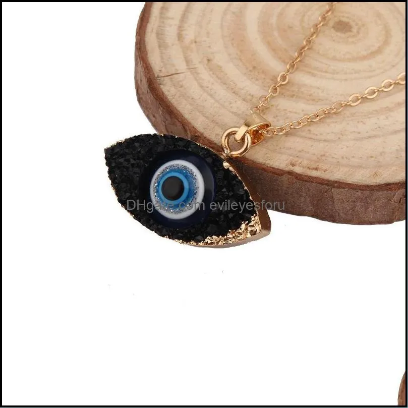simple evil eye pendant necklace women resin handmade clavicel chains necklaces for female christmas imitation natural stone necklace 241