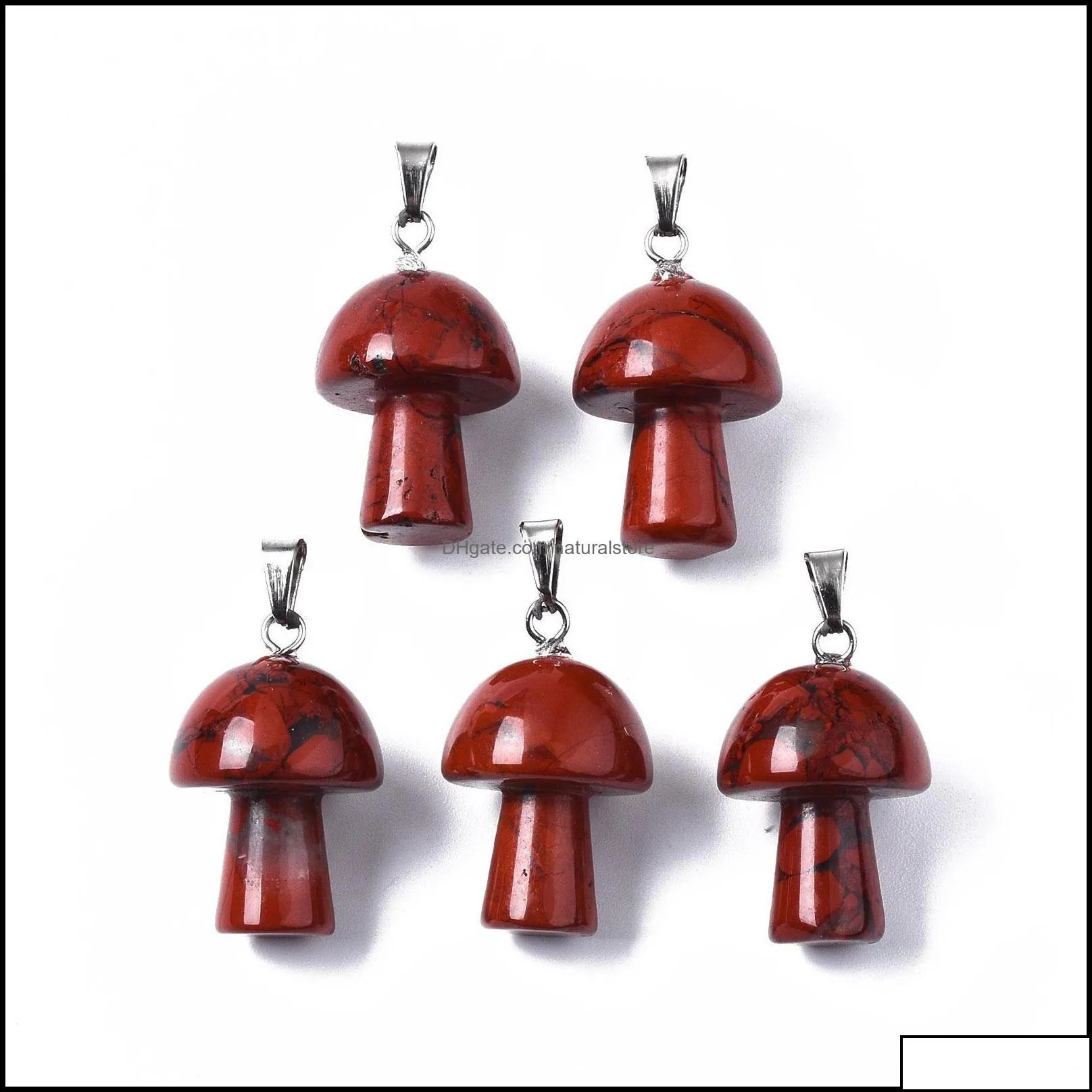 pendant necklaces pendants jewelry natural stone carving mushroom shape reiki healing crystal tiger eye rose quart dhv