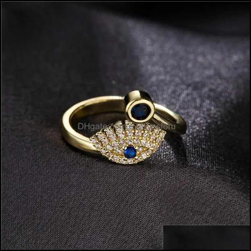 s2458 fashion jewelry evil eye ring womens inlaid zircon opening adjustable blue eyes rings c3