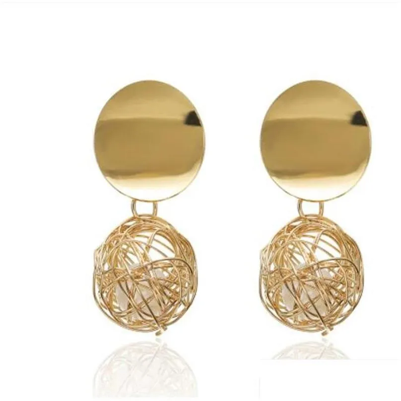 fashion vintage earrings for women big geometric statement gold metal drop earrings trendy earings jewelry accessories 5585 q2