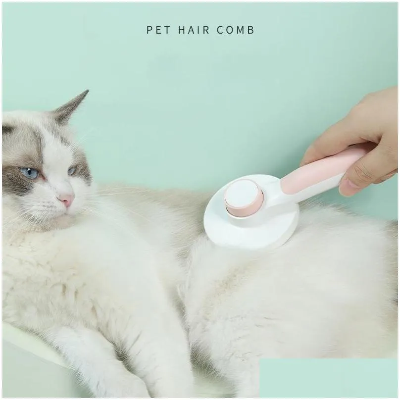 self cleaning slicker brush for dog and cat removes undercoat hair massages particle pet comb improves circulation 5540 q2