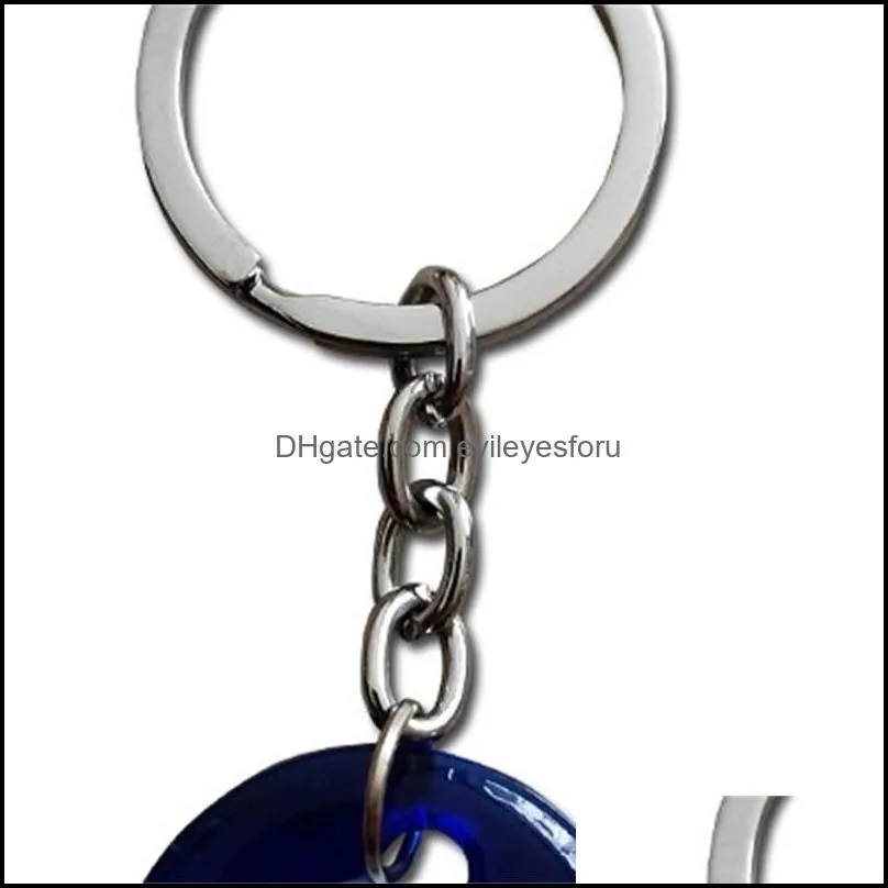  10pcs/lot vintage silver turkish teardrop blue glass evil eye charm keychain gifts fit key chains accessories jewelry a29 1161 q2