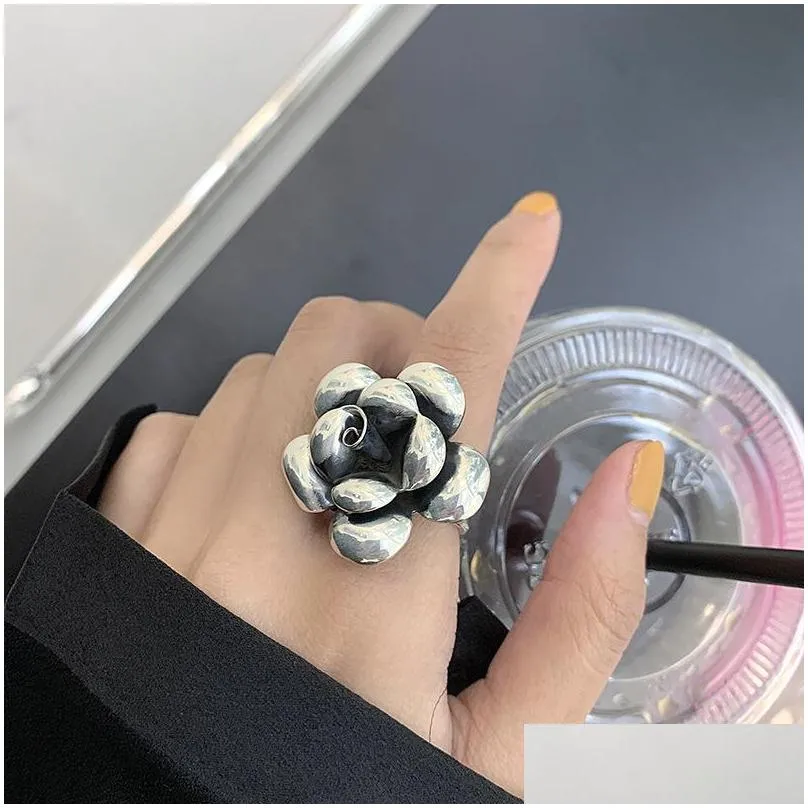 engagement wedding rings fashion creative exaggeration flower vintage punk party ring jewelry gifts for women 182 d3