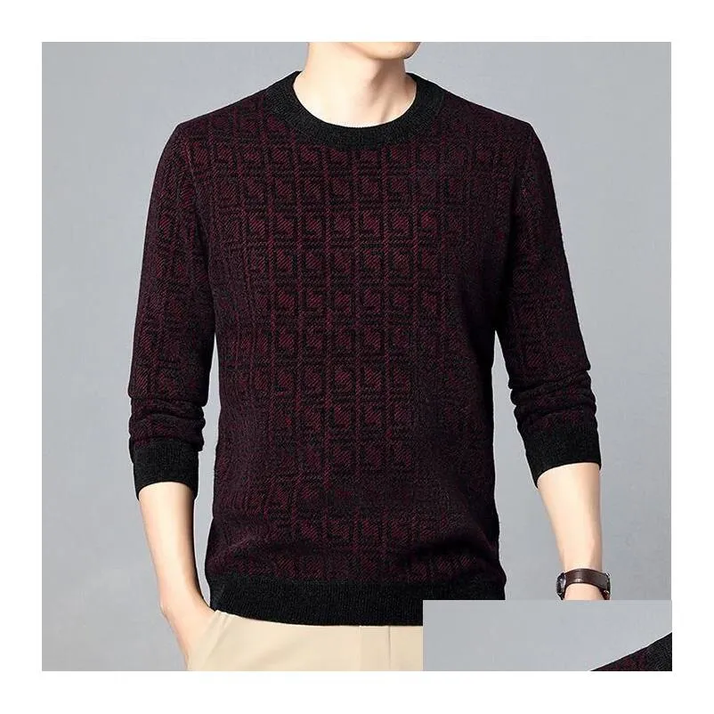 mens designers sweaters plush velvet thicken oversize 8xl knitted round neck sweater mens pullover fashion full body geometric pattern printed warm