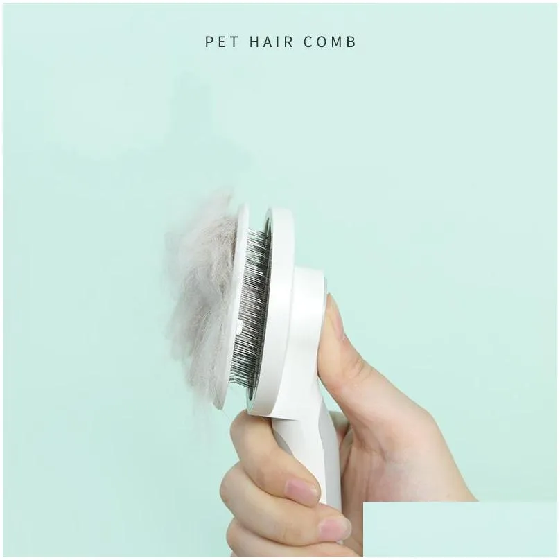 self cleaning slicker brush for dog and cat removes undercoat hair massages particle pet comb improves circulation 5540 q2