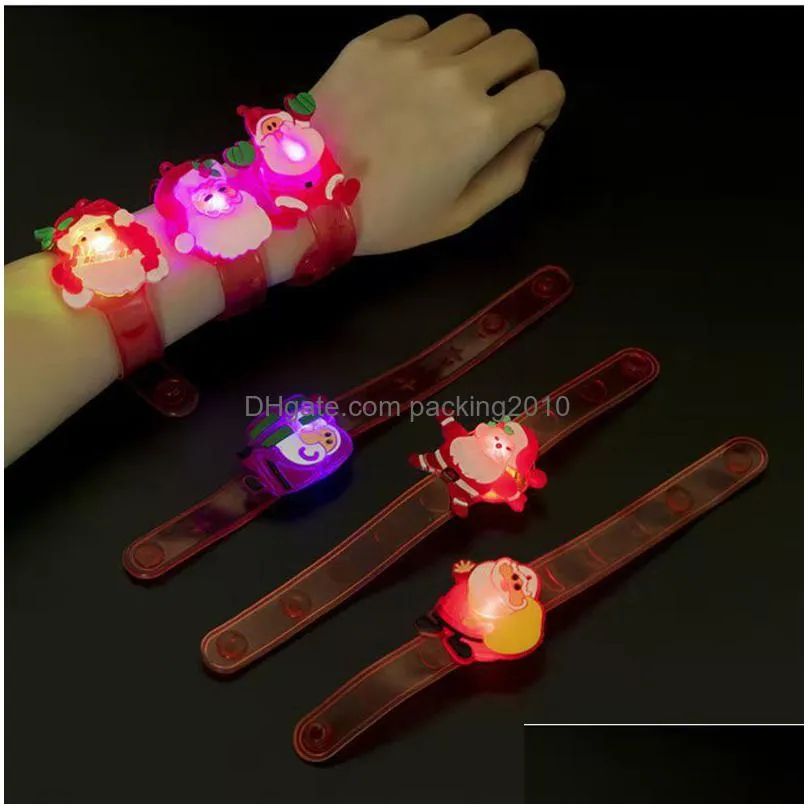 christmas lights flashing christmas bracelet decoration kids glowing cartoon santa claus pendent party led toy supplies