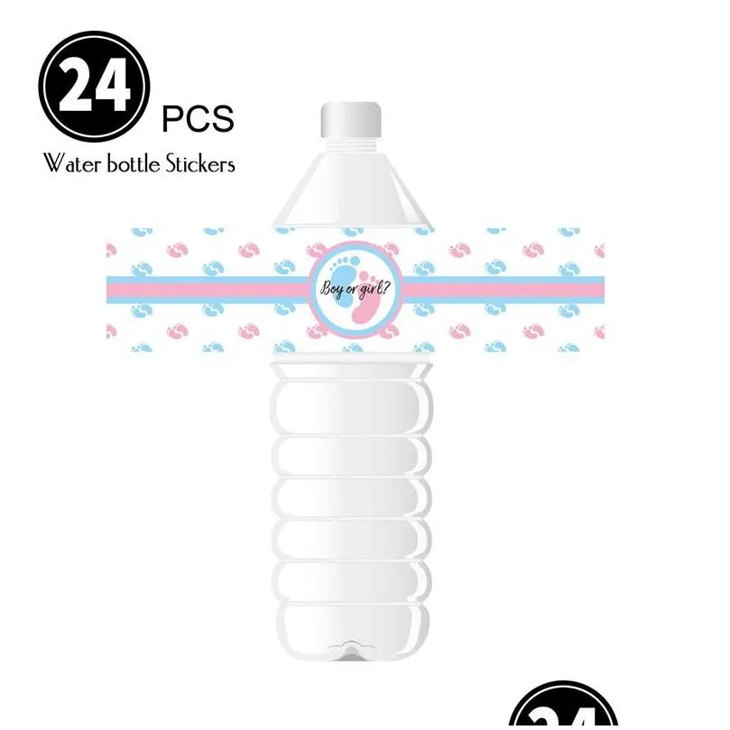 24pcs baby shower decorations water bottle label party supplies stickers it is a boy/girl gift labels stickers gender reveal christening decor 20220610