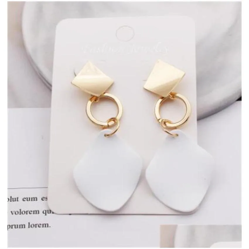  fashion statement earrings green white red geometric drop earrings for women punk metal earring trendy jewelry elegant 5603 q2