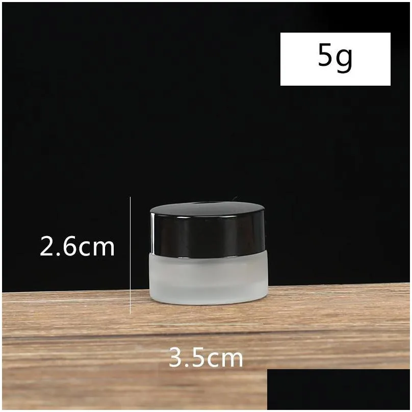 5g/5ml 10g/10ml upscale cosmetic storage container jar face cream lip balm frosted glass bottle pot with lid and inner pad 367 n2