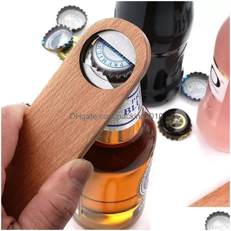 big wood handle bartender bottle opener wine beer soda glass cap bottle openers kitchen bar tools factory inventory wholesale