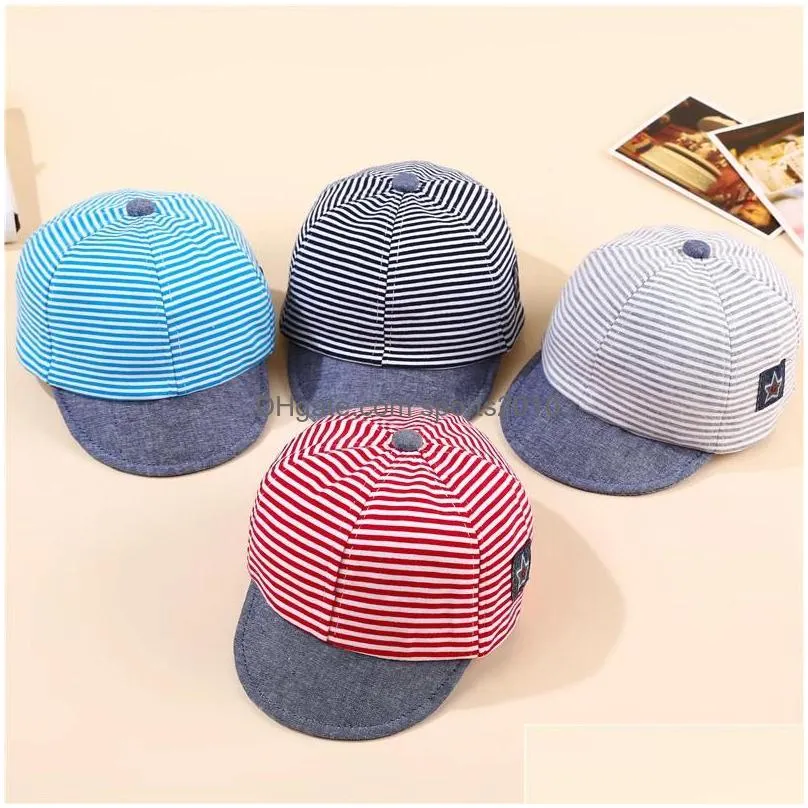 hats striped design baby baseball cap cute cotton 620 months boys girls summer sun spring autumn peak cap inventory wholesale