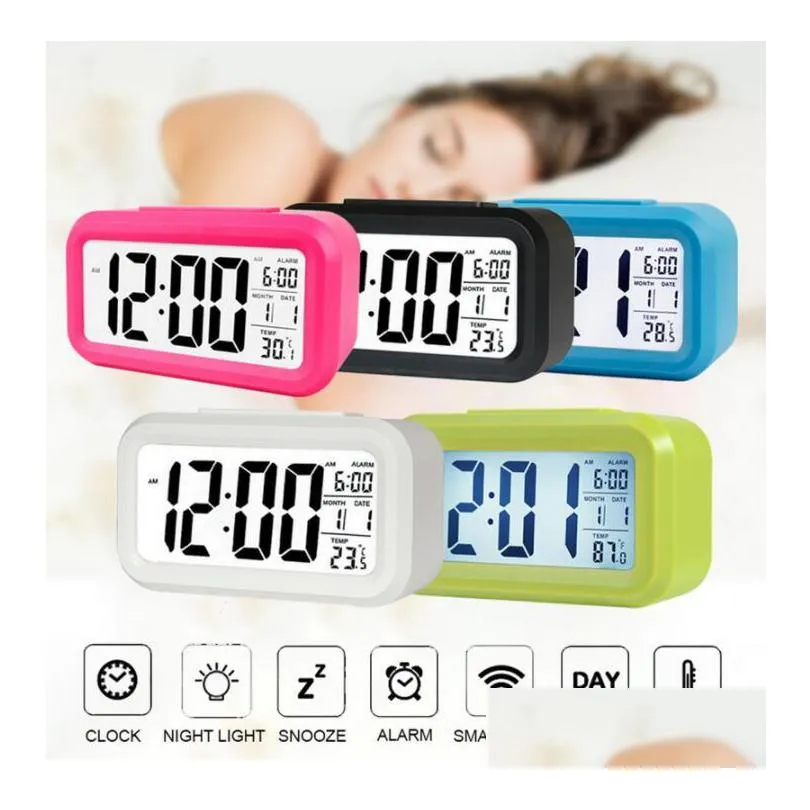 hand tools smart led electronic digital alarm clock desktop clocks temperature lazy snooze alarms clock mute backlight inventory