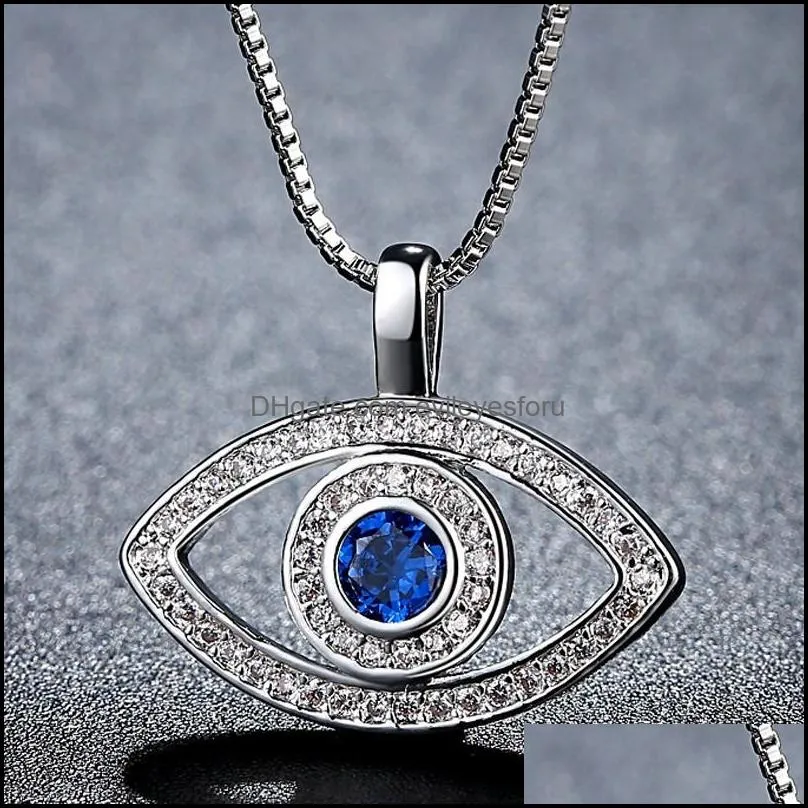 blue eyes creative chain eye of evil clavicle jewelry women mens necklace temperament microinlay zircon versatile 7 8yh k2b