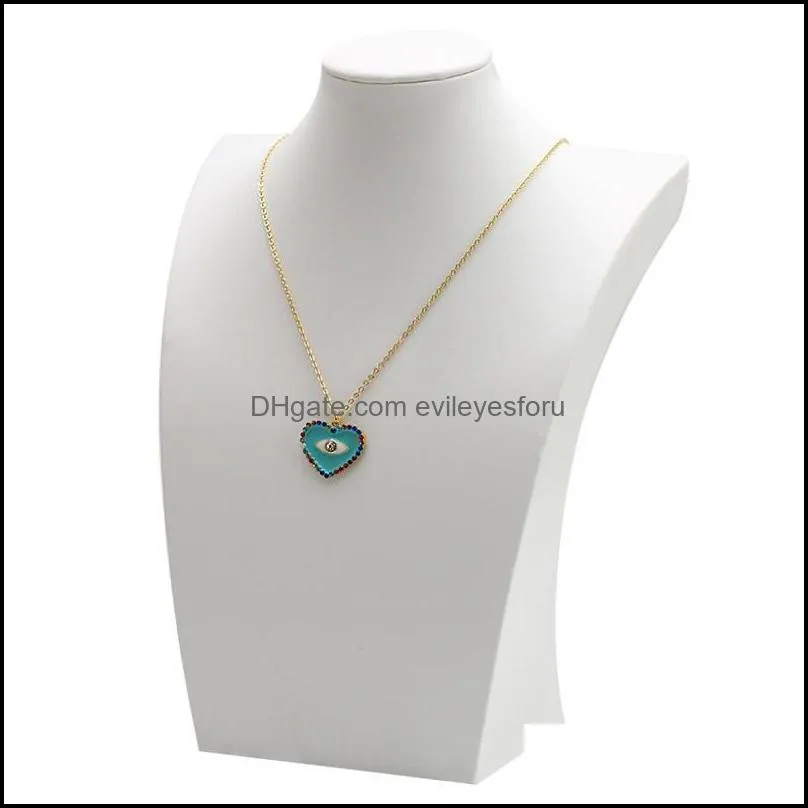 s2295 fashion jewelry turkish symbol colorful love heart evil eye pendant necklace blue eyes punk necklaces c3
