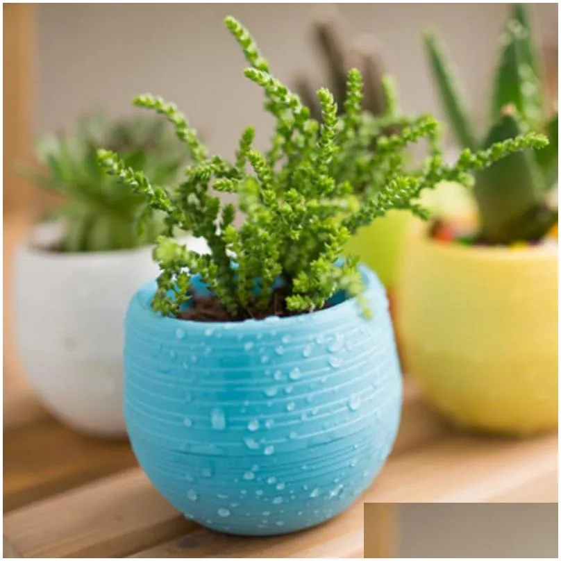 7x7cm mini flower pots round plastic succulent plant flowerpot leak water hole design flowerpots garden home desktop decor