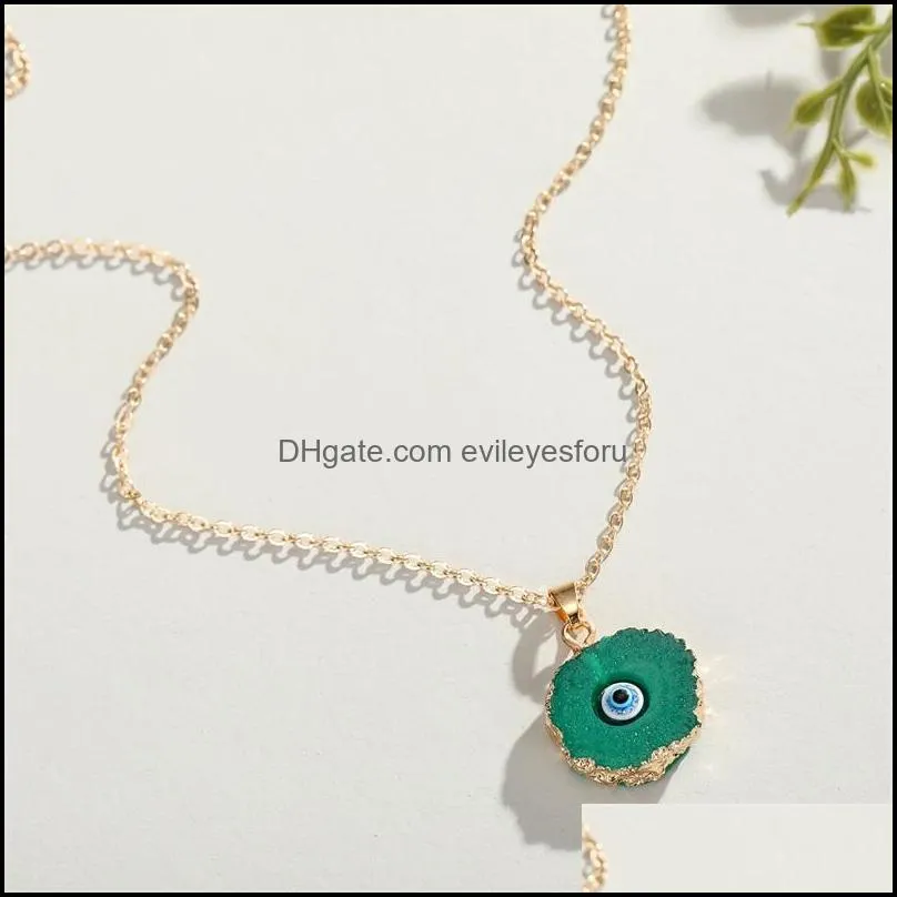 inspired jewelry resin druzy evil eye jeart round pendant handmade necklaces christmas party birthday gift for women c3