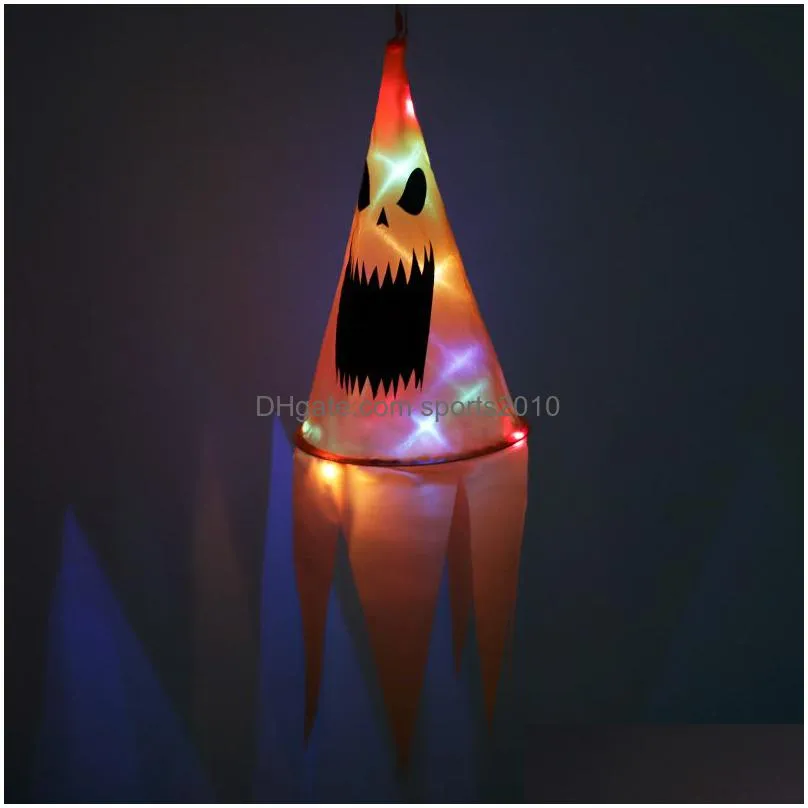 party hats supplies halloween decoration led winds tubes luminous ghost flag pendant polyester ghosts flags easter ghost face sawtooth wind