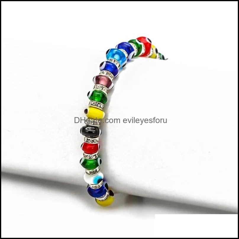 s2285 fashion jewelry colorful evil eye bracelet blue eyes elastic beaded bracelets c3