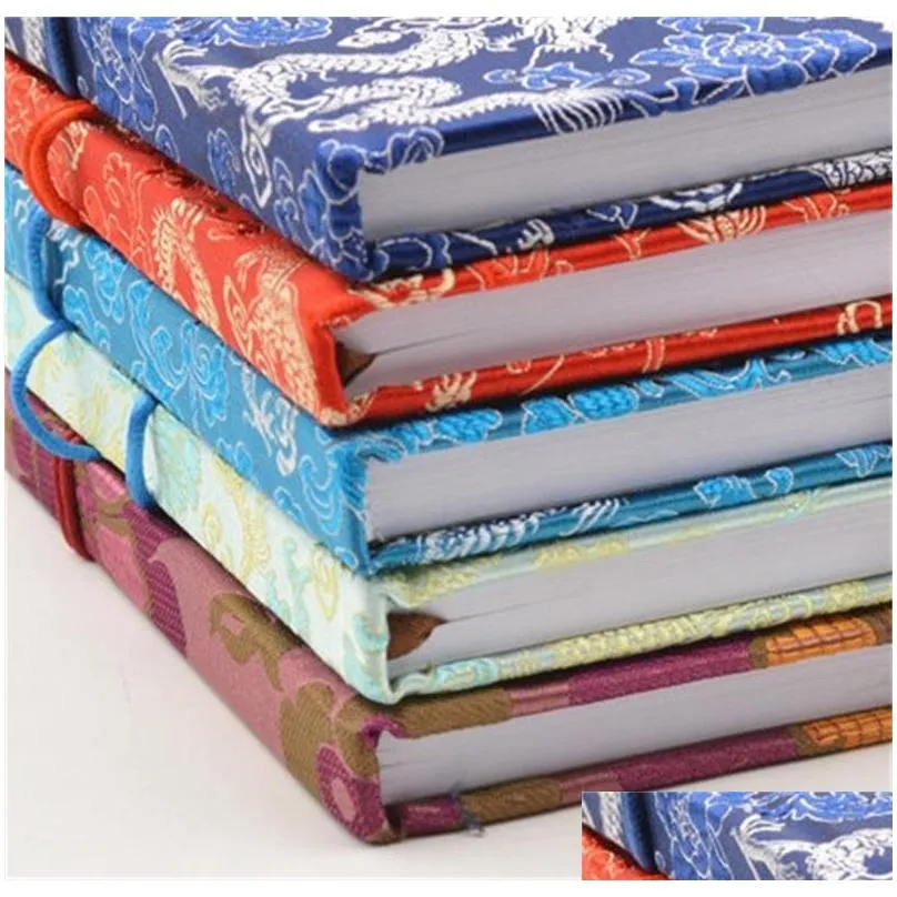 large joyous coin chinese silk notebook gift color adult diary brocade craft vintage business hardcover notepad notebook 1pcs 106 d3