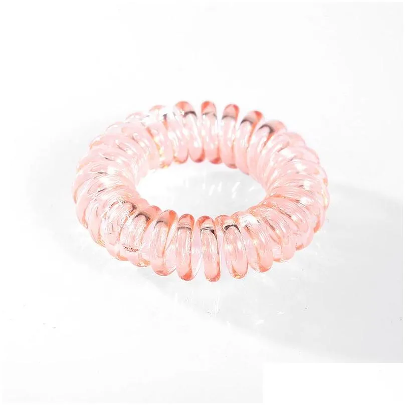 telephone wire elastic clear hair rubber bands plastic no crease coil hairtie ponytail hairaccessories c3