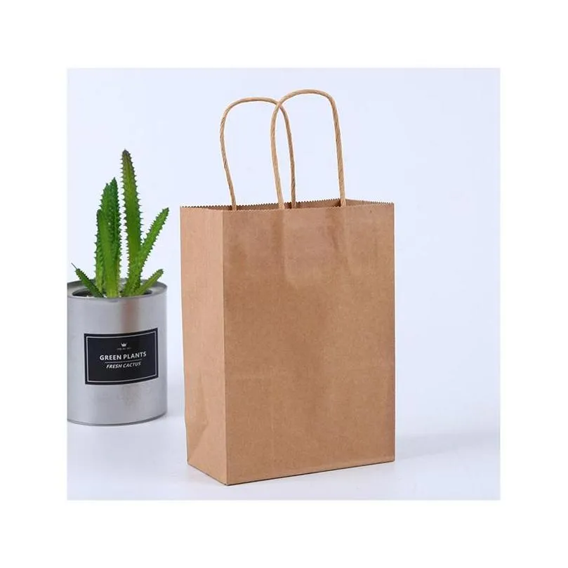 shopping bags kraft paper multifunction high quality soft color with handles festival gift packaging bag 21x15x8cm 164 k2
